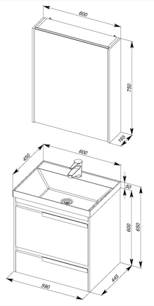 Тумба под раковину  Aquanet Тиволи 00180063 60 черная