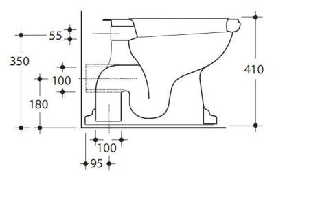 Унитаз приставной Kerasan Retro 101004 nero вертикальный выпуск, фурнитура бронза