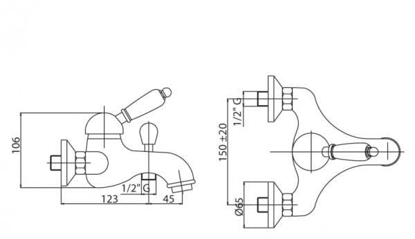Смеситель Cezares Vintage VINTAGE-VDM-02-Sw для ванны и душа