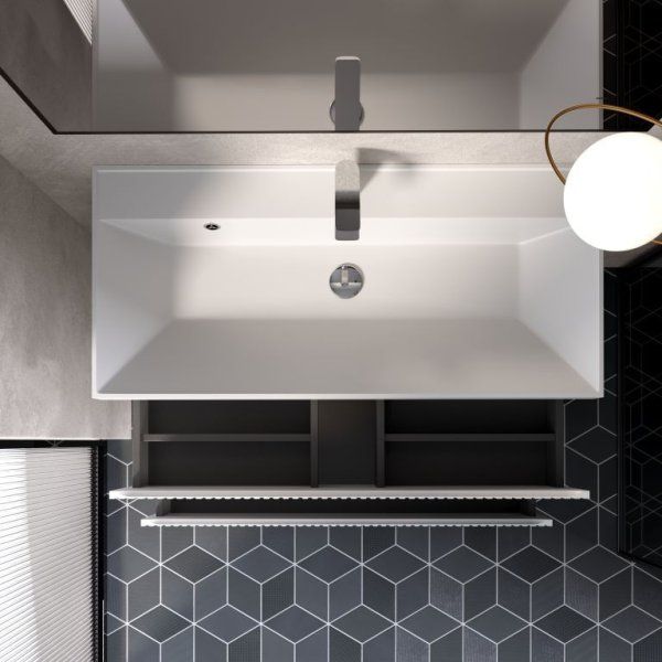 Тумба под умывальник подвесная AQUAme "S1" AQM900110WH 100 см., цвет белый глянец.