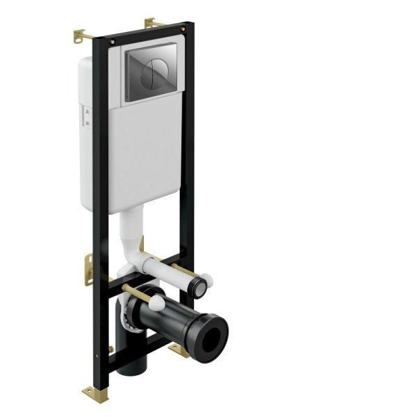 Инсталляция BLACK 35 для унитаза механическая кнопка LEON пластик хром глянцевый 60159, черный