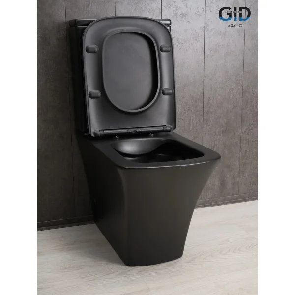 Унитаз-компакт GID Tn2184Bm безободковый, с сиденьем микролифт, черный матовый