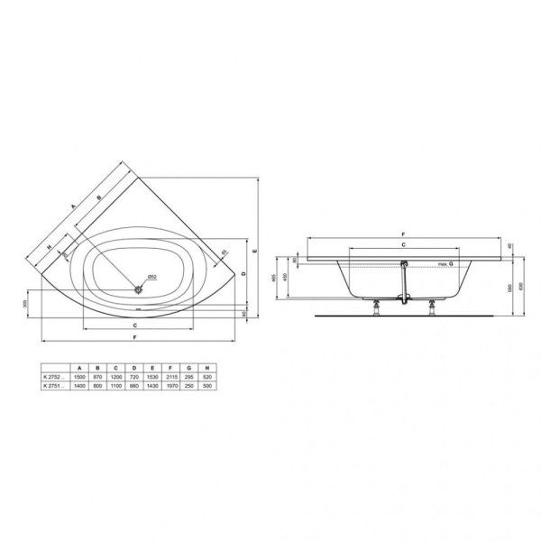 Акриловая ванна Ideal Standard Hotline K275201 150x150