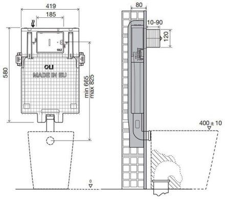 Смывной бачок скрытого монтажа OLI 600051 для унитазов