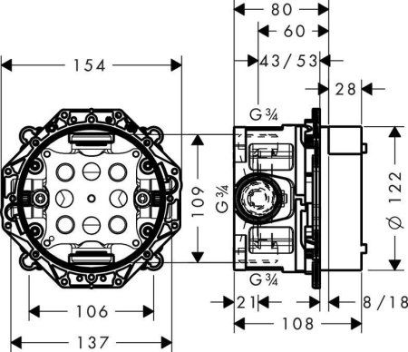 Монтажная коробка Hansgrohe Ibox universal 01850180