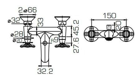 Смеситель  Bravat Summer Rain F677111C-01 для ванны