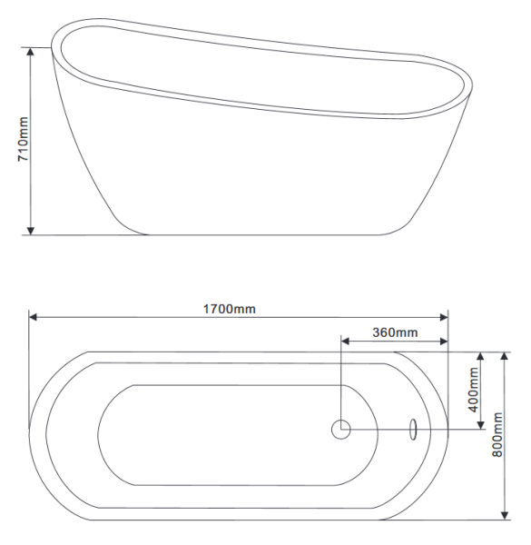 Акриловая ванна Grossman GR-1401 170х80