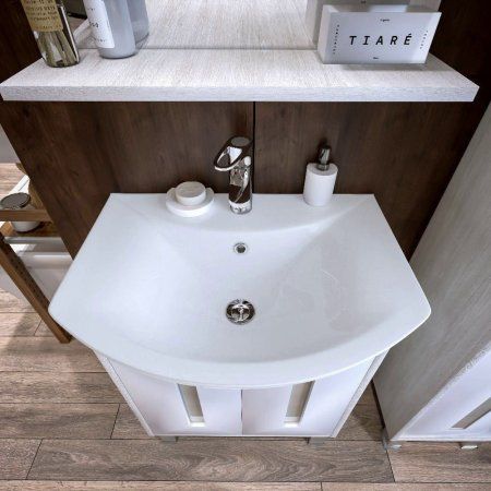 Комплект мебели для ванной Бриклаер БАЛИ 60R, светлая лиственница/белый