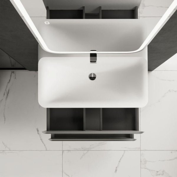 AQM900480GM "S4" Тумба под умывальник подвесная AQUAme "S4" AQM900480GM 80 см., цвет серый.