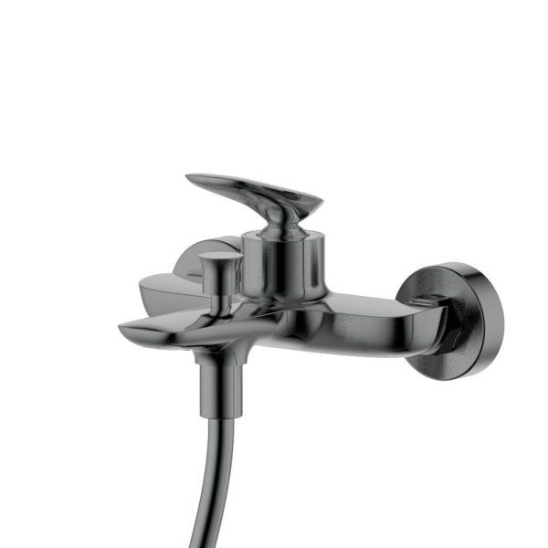 Смеситель для ванны однорычажный AQUAme Como, с душевым набором, 3 режима, серый матовый