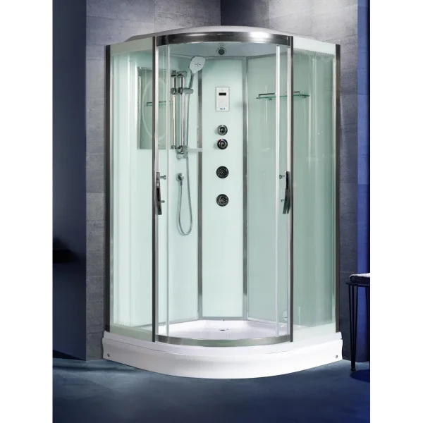 Душевая кабина WeltWasser Emmer 12015 10000003287 120x120x217 см, с крышей, гидромассажем, низкий поддон, профиль матовый хром, стекло прозрачное