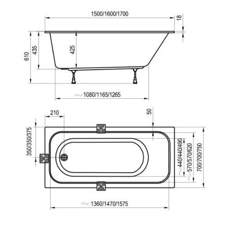 Ванна акриловая Ravak Chrome C731300000 160x70