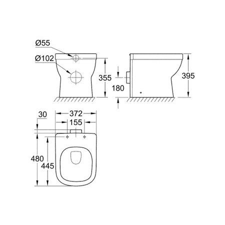 Унитаз приставной  Grohe Euro Ceramic 3932900H с гигиеническим покрытием