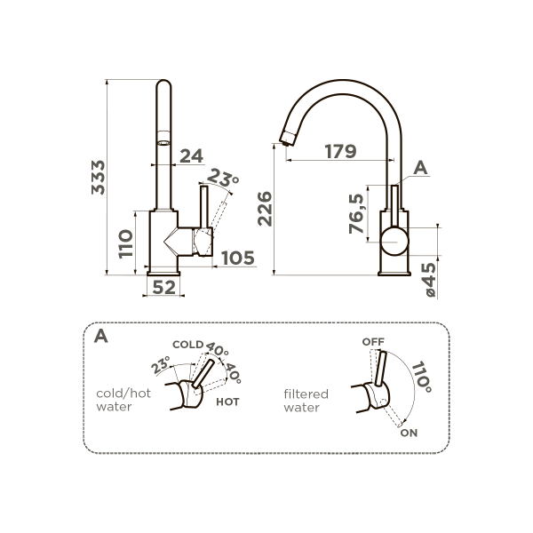 Смеситель для кухни Omoikiri Shinagawa 2 Plus-GB 4994340, графит