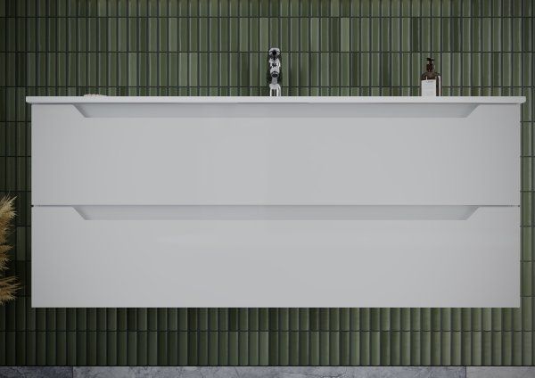 Тумба подвесная SANCOS Norma 2.0 1190х450х500, c двумя ящиками оснащенными доводчиками, белый глянец ,  NR2.120-1W