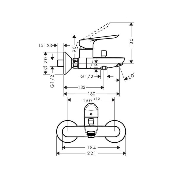 Смеситель Hansgrohe Logis E 71415000 для ванны