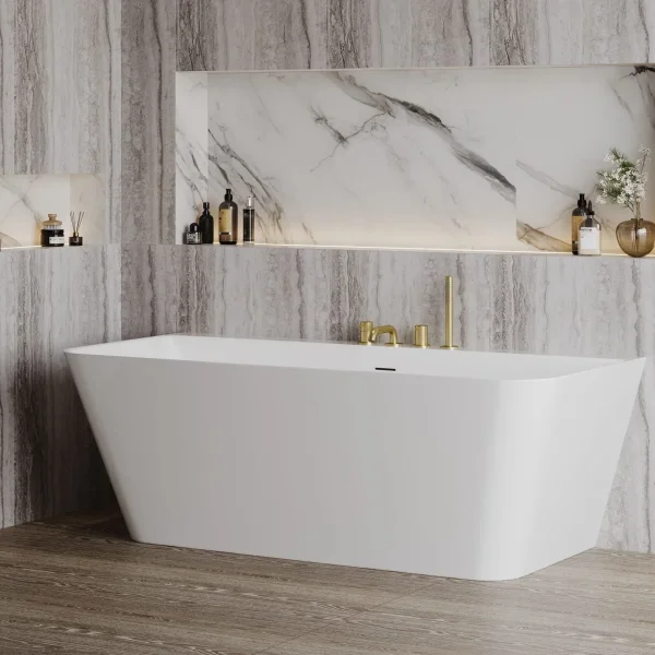 Смеситель на борт ванны AQUAme Siena AQM6219BG с душевым гарнитуром, золотой матовый