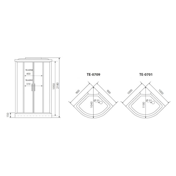 Душевая кабина Timo eco 90*90*215  (TE-0709)