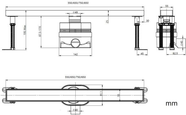 Душевой лоток Allen Brau Priority 9.50012.31 650 черный матовый