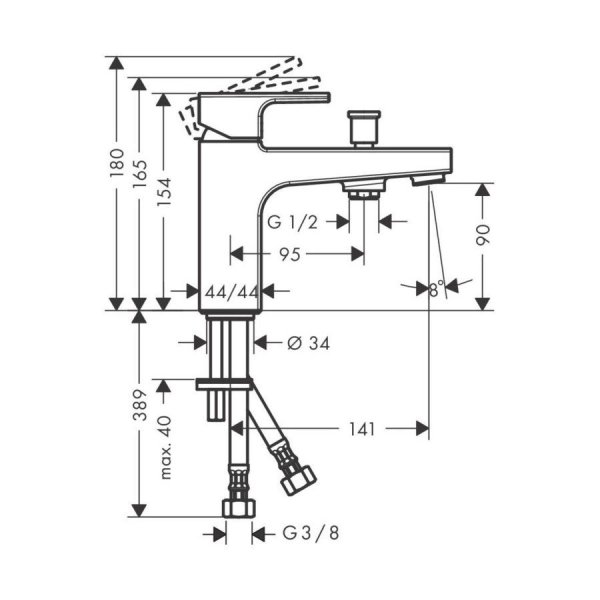 Смеситель Hansgrohe Vernis Blend 71464000 на борт ванны, хром