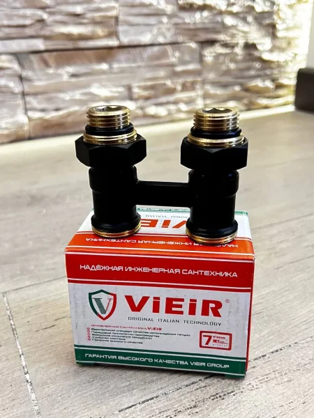Узел нижнего подключения радиатора прямой с адаптерами 1/2" x 3/4" Vieir VR308-C