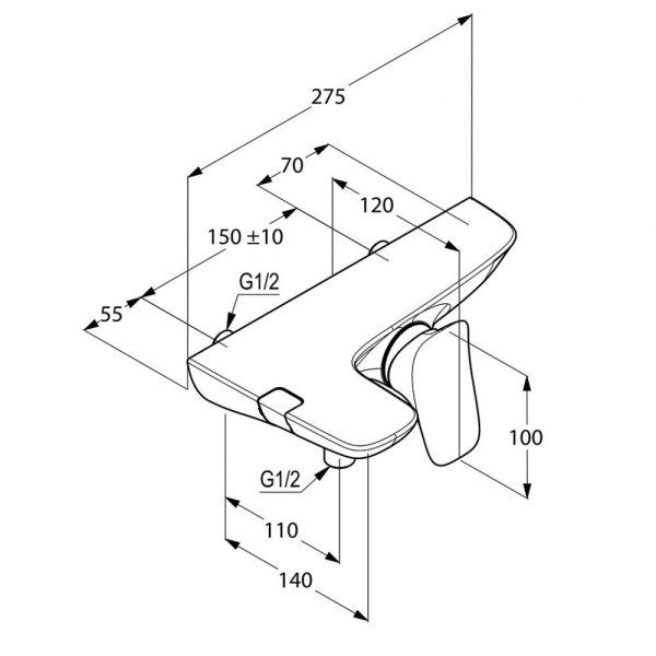 Смеситель Kludi Ambienta 534450575 для ванны с душем, хром