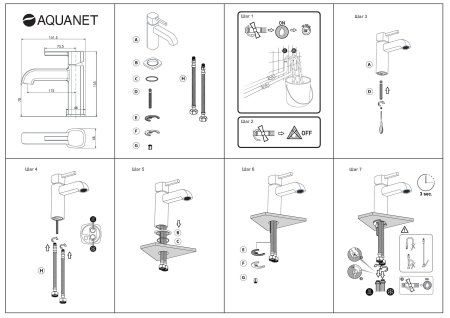 Смеситель Aquanet Minima AF130-10C для раковины, хром