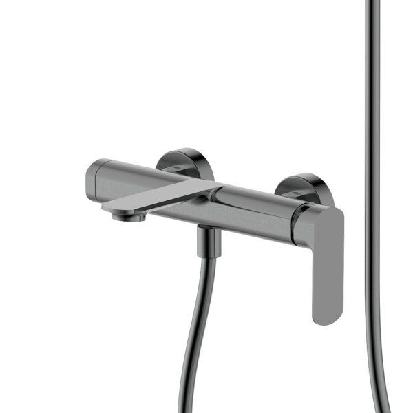 Смеситель для ванны однорычажный AQUAme Monza AQM6312GM, с душевым набором, 3 режима, серый матовый