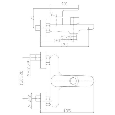 Смеситель для ванны Rossinka RS33 (RS33-31)