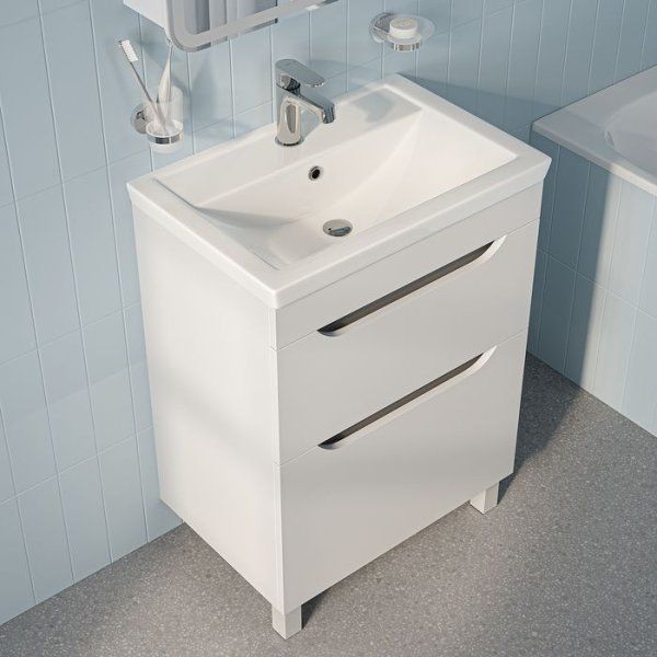 Тумба с умывальником, напольная, 60 см, белый, Sky, IDDIS, SKY60WFi95K подходит умыв. 4076000i28