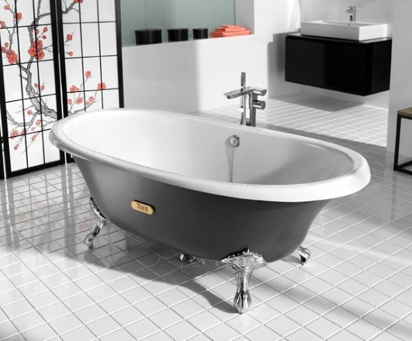 Ванна чугунная Roca Newcast 233650002 170х85 см, черная с п/скользящим покрытием