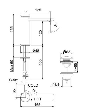Смеситель для раковины Webert Coral CO830102560, черный