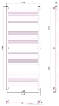 Полотенцесушитель водяной Сунержа Флюид+ 00-0222-1560 150х60 хром