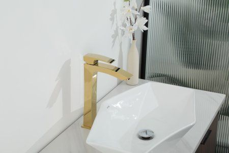 Смеситель для раковины высокий Gappo G1007-32, золото