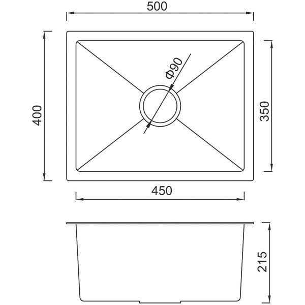 Мойка кухонная с коландером Gappo GSNS50RW40RK 50х40 сатин