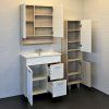 Тумба-умывальник COMFORTY "Клеон-75Н" белый/дуб дымчатый с раковиной Quadro 75