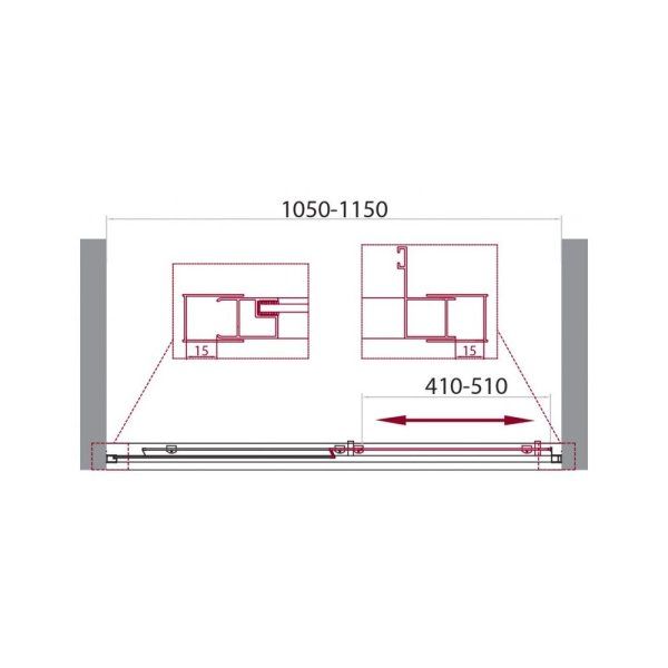 Душевая дверь в нишу BelBagno Unique UNIQUE-BF-1-100/115-C-Cr прозрачное стекло