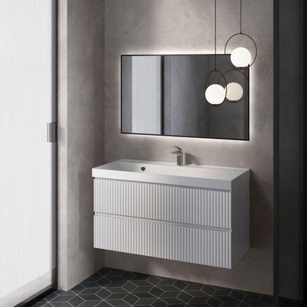 Тумба под умывальник подвесная AQUAme "S1" AQM900110WH 100 см., цвет белый глянец.