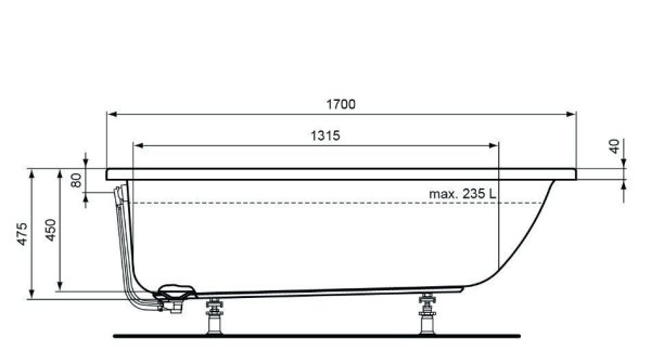 Ванна акриловая Ideal Standard Connect Air E106401 170х75