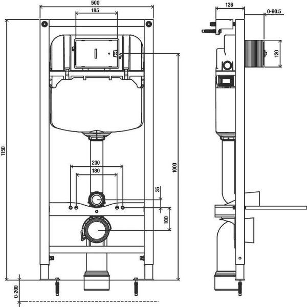 Инсталляция Jacob Delafon для унитаза, ширина 500 мм, без клавиши смыва (E24156-NF)