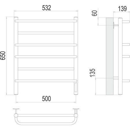 Полотенцесушитель электрический Terminus Евромикс П6 50х65 4670078531278, хром