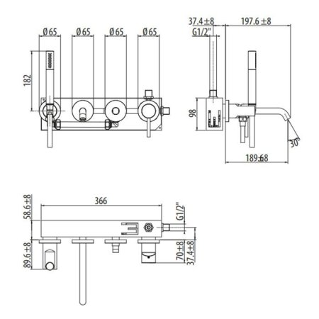 Смеситель Gattoni Circle Two 9105/91C0 для ванны, хром