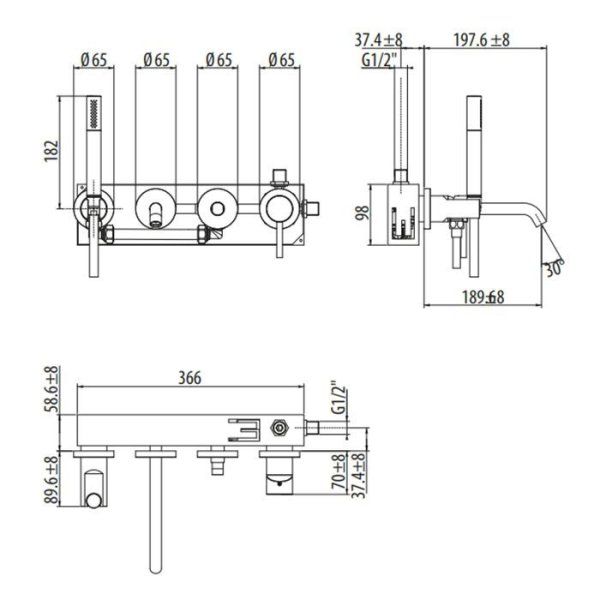 Смеситель Gattoni Circle Two 9105/91C0 для ванны, хром