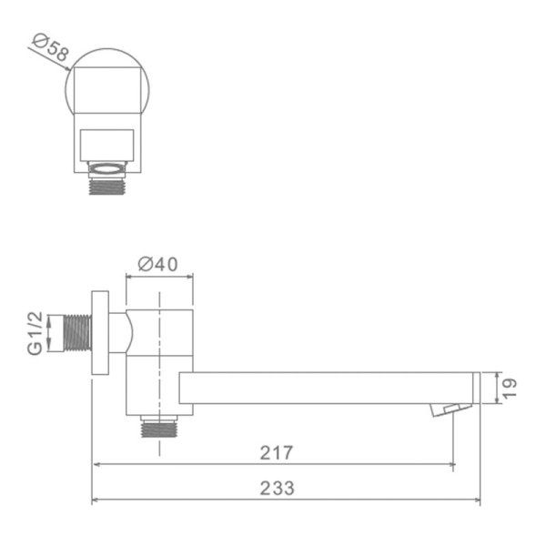 Излив поворотный встраиваемый Raglo для ванны и душа 23 см с функцией переключения латунь, хром (R473.71)