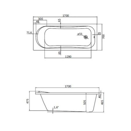 Ванна акриловая Santek Тенерифе 1WH302207 170х70