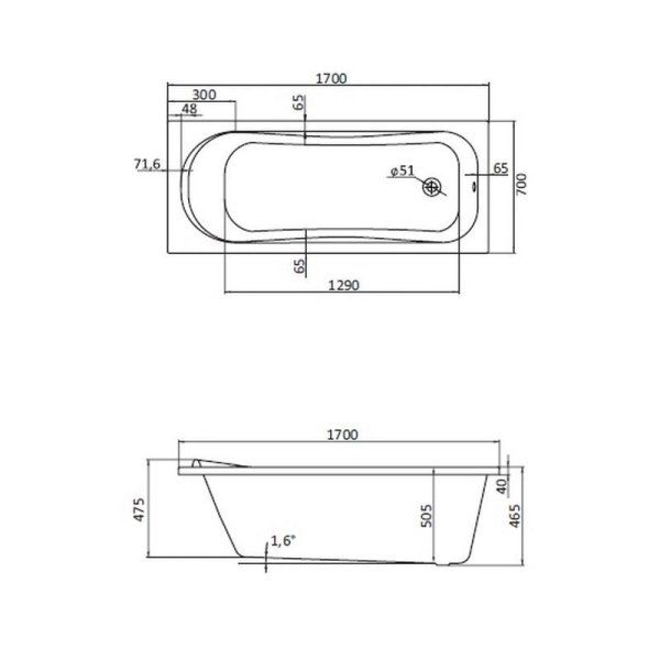 Ванна акриловая Santek Тенерифе 1WH302207 170х70