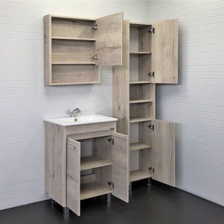 Тумба-умывальник COMFORTY "Марио-60" дуб дымчатый с раковиной "Quadro 60"