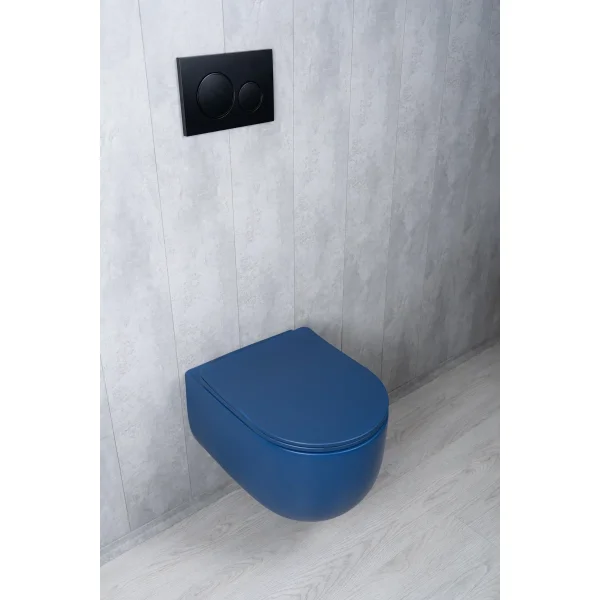 Унитаз подвесной GID Tr2133TF-BUM безободковый, торнадо, с сиденьем микролифт, синий матовый