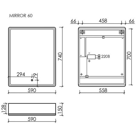 Шкаф-зеркало Sancos Mirror MI60ECH 60 дуб чарльстон