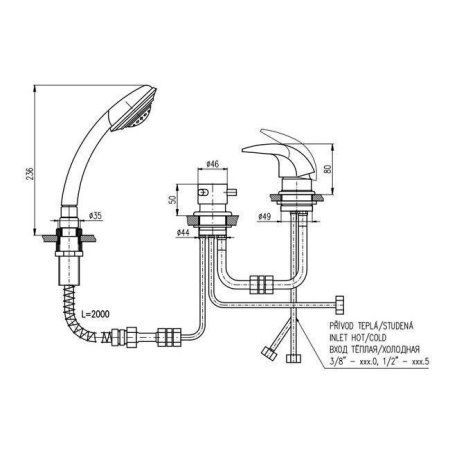 Смеситель Rav Slezak Dunaj D475.5P для ванны хром